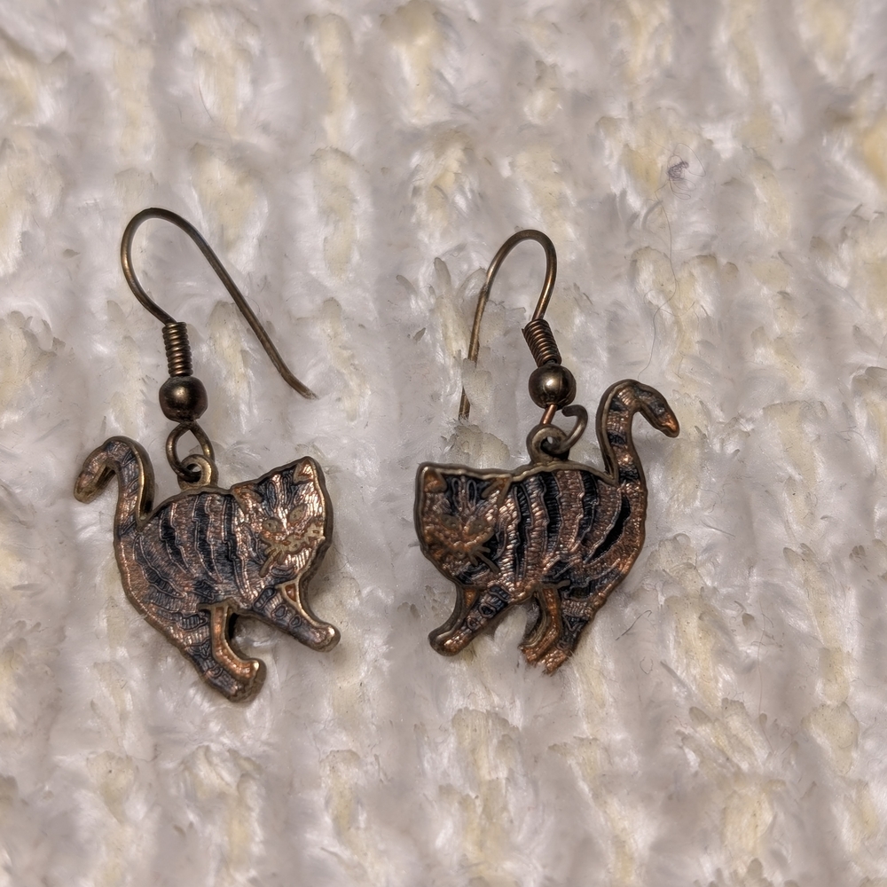 Copper Cat Earrings